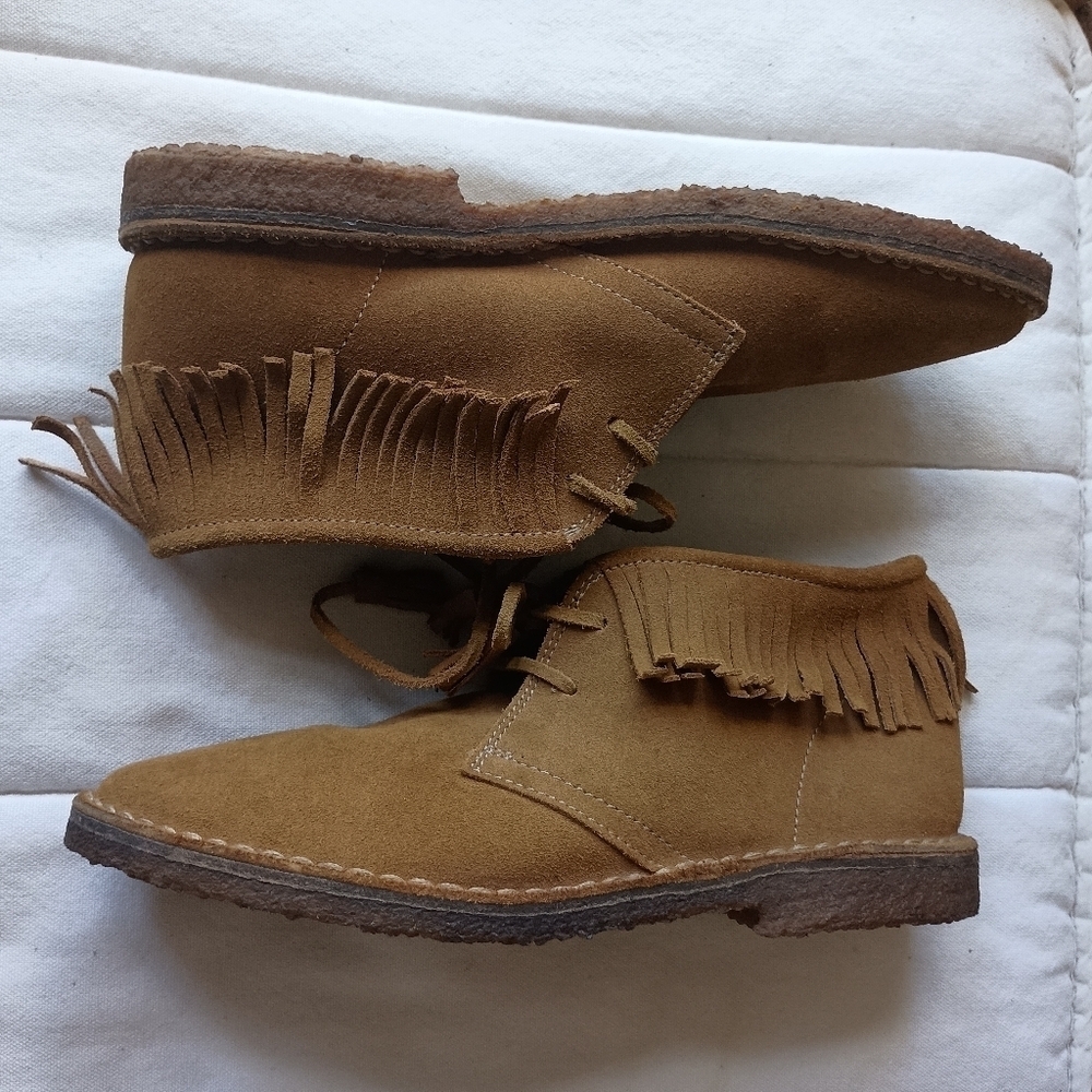 J Crew Made In Italy Brown Suede Ankle Boots with Fringe_10 - Picture 2 of 9
